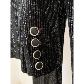 Stylish Platlogy Sequin Blazer Pant Suit Set for Parties