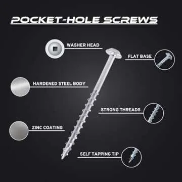 Massca Wood Screws Assortment Kit - Pocket Hole Screws with Plastic Storage Box, 500 Set Screw Assortment Kit Heavy Duty, Fine Thread, Zinc Plated Set Screws for Woodworking, Varying Lengths