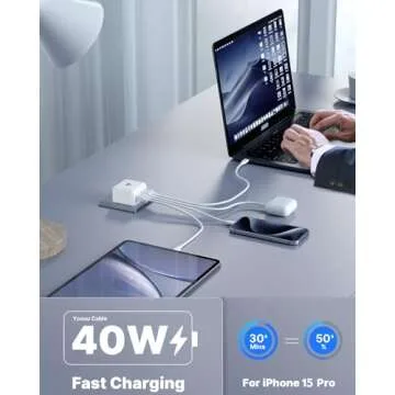 XUDUO USB C Wall Charger, 40W 4-Port USB C Charger Block, Fast Charging Block Dual Port PD Power Adapter + QC Wall Plug Multiport Type C for iPhone 15 Plus 14 13 12 11 Pro Max XS XR 8 7, Samsung