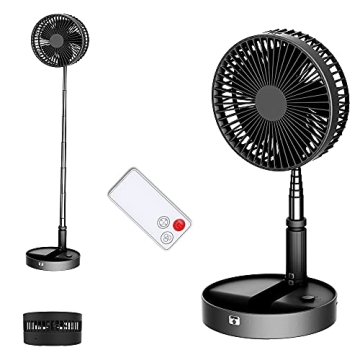 UN UNITEDTIME Desk Portable Fan - My Foldaway Travel Fan with Remote Control, Battery Operated or US...