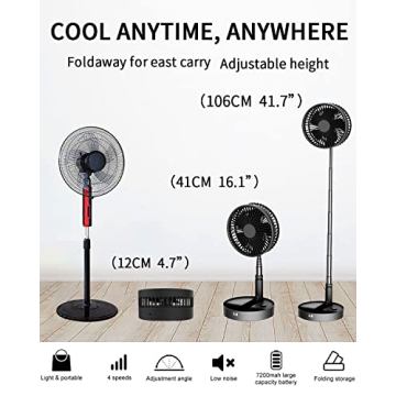 UN UNITEDTIME Adjustable Portable Fan with Remote Control