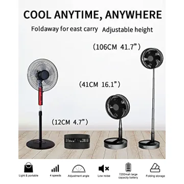 UN UNITEDTIME Adjustable Portable Fan with Remote Control