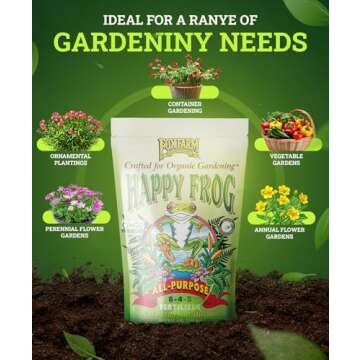 FoxFarm Happy Frog All Purpose Fertilizer - with Active Soil Microbes - Fast Acting Organic Gardening Plant Care - Nutrient Rich Plant Food Outdoor and Indoor – NPK 6-4-5 (4 lb Bag)