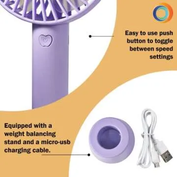 Comfort Zone Handheld Fan - Portable 3 Speed Mini Fan