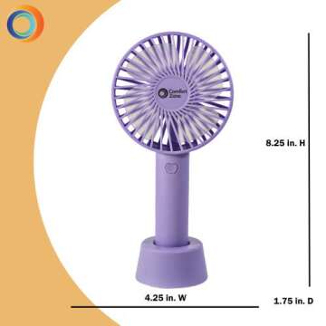 Comfort Zone Handheld Fan - Portable 3 Speed Mini Fan