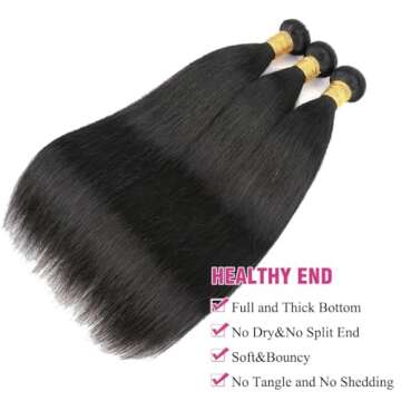 Human Hair 1 Bundle 10A Brazilian Straight Human Hair One Bundle 26inch 100% Unprocessed Virgin Huma...