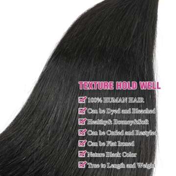 Human Hair 1 Bundle 10A Brazilian Straight Human Hair One Bundle 26inch 100% Unprocessed Virgin Human Hair Straight Weave Bundle Raw Single Bundle Deals Natural Black for woman