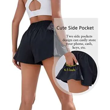 BMJL Womens High Waisted Shorts Athletic Running Shorts Workout Gym Quick Dry Flowy Shorts with Pockets(XL,Black)