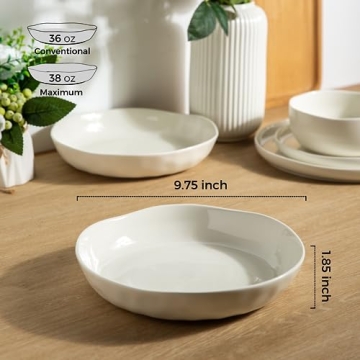 Stylish LERATIO 9.75" Ceramic Pasta Bowls Set of 4
