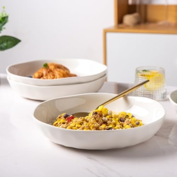 Stylish LERATIO 9.75" Ceramic Pasta Bowls Set of 4