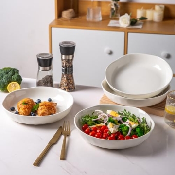 Stylish LERATIO 9.75" Ceramic Pasta Bowls Set of 4