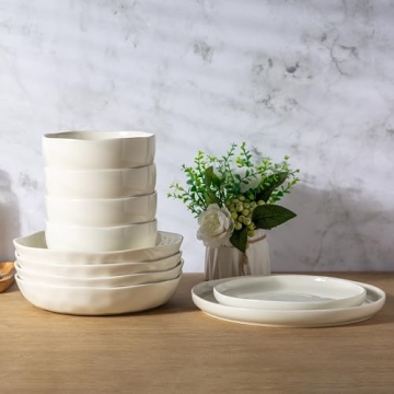 Stylish LERATIO 9.75" Ceramic Pasta Bowls Set of 4