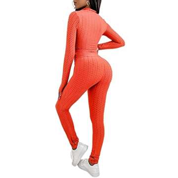 Dgebou Workout 2 Piece Outfits for Women, Sport Long Sleeve Crop Tops and High Waist Bodycon Yoga Shorts Set Tracksuit