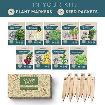Certified Organic Vegetable Seeds - 9 Heirloom Seeds for Planting Vegetables - Seed Packets & Gift B...