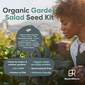 Certified Organic Vegetable Seeds - 9 Heirloom Seeds for Planting Vegetables - Seed Packets & Gift Box - Cherry Tomato, Romaine Lettuce, Broccoli, Cucumber, Radish, Sugar Snap Pea, Arugula, Basil