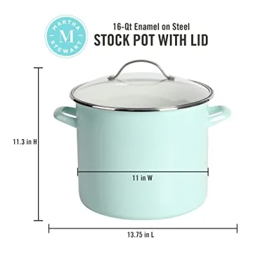 Martha Stewart Thayer 12-Quart Enamel Steel Stock Pot