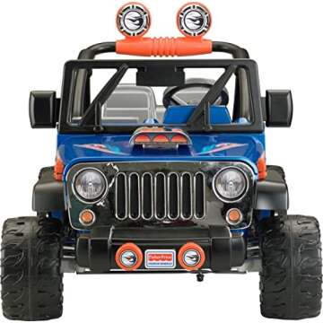 Power Wheels Hot Wheels Jeep Wrangler Ride-On Battery Powered Vehicle with Music Sounds & Storage for Preschool Kids Ages 3+ Years