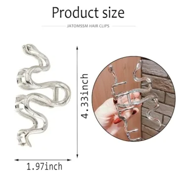 Unique Silver Snake Hair Claw for Thick Hair - JATOMSSM