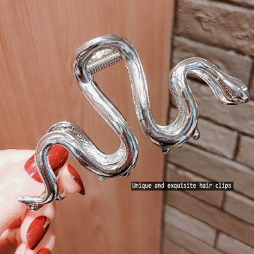Unique Silver Snake Hair Claw for Thick Hair - JATOMSSM