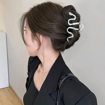Unique Silver Snake Hair Claw for Thick Hair - JATOMSSM