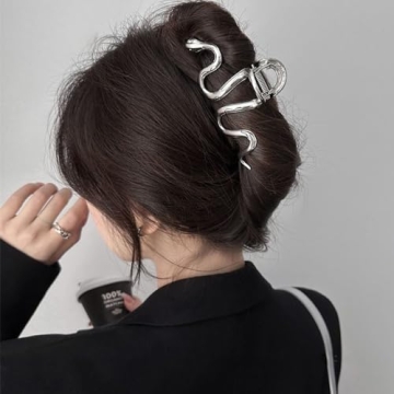 Unique Silver Snake Hair Claw for Thick Hair - JATOMSSM