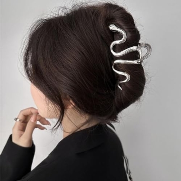 Unique Silver Snake Hair Claw for Thick Hair - JATOMSSM