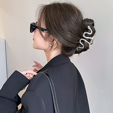 Unique Silver Snake Hair Claw for Thick Hair - JATOMSSM