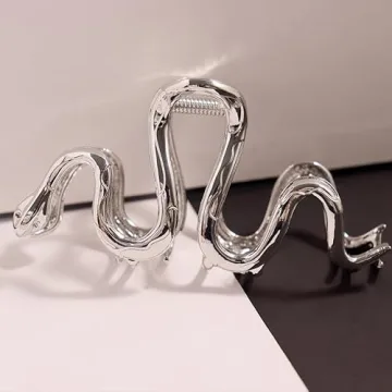 Unique Silver Snake Hair Claw for Thick Hair - JATOMSSM