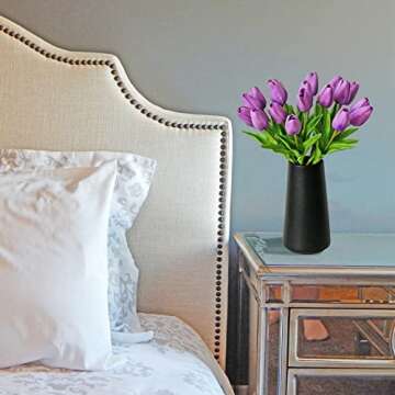 Mandy's 20pcs Lilac Flowers Artificial Tulip Silk Fake Flowers 13.5" for New Year Spring Mother's Day Easter Valentine’s Day Gifts in Bulk Home Kitchen Wedding Decorations