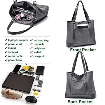 Large Tote Bags for Women 15.6 Inch Laptop Bag Lightweight Canvas Professional Work Briefcase