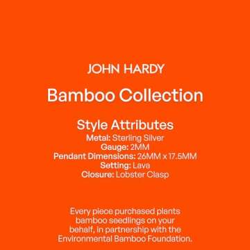 John Hardy Bamboo Pendant Necklace with Black Sapphire (Black Sapphire- 16-18")