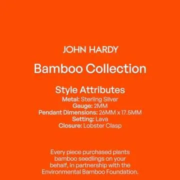 John Hardy Bamboo Pendant Necklace with Black Sapphire (Black Sapphire- 16-18")