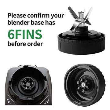 HOMENOTE Replacement Parts Compatible with Ninja Blender 6 FIN Blade & 32 oz Cup & 2 Gasket - 4 PCs ...
