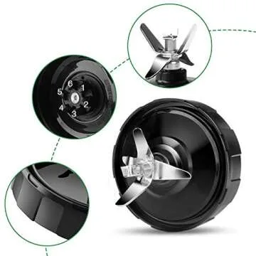 HOMENOTE Replacement Parts Compatible with Ninja Blender 6 FIN Blade & 32 oz Cup & 2 Gasket - 4 PCs Blender Parts & Accessories Compatible with Nutri Ninja Auto iQ Series