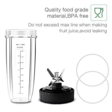 HOMENOTE Replacement Parts Compatible with Ninja Blender 6 FIN Blade & 32 oz Cup & 2 Gasket - 4 PCs Blender Parts & Accessories Compatible with Nutri Ninja Auto iQ Series