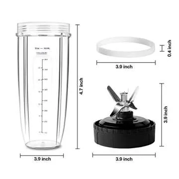 HOMENOTE Replacement Parts Compatible with Ninja Blender 6 FIN Blade & 32 oz Cup & 2 Gasket - 4 PCs Blender Parts & Accessories Compatible with Nutri Ninja Auto iQ Series
