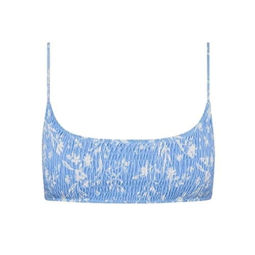 VOLAFA Women's Smocked Triangle Bikini Set Sky Blue Medium