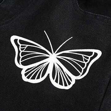 Baggy Jeans for Women Butterfly Print Wide Leg High Waist Denim Pants Fashion Funny Streetwear Jeans
