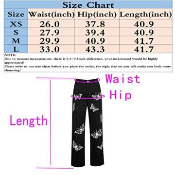 Baggy Jeans for Women Butterfly Print Wide Leg High Waist Denim Pants Fashion Funny Streetwear Jeans