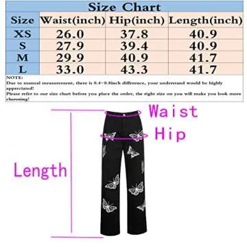 Baggy Jeans for Women Butterfly Print Wide Leg High Waist Denim Pants Fashion Funny Streetwear Jeans