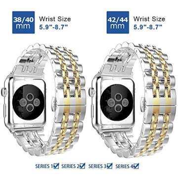 AmzAokay Compatible Apple Watch Bands 41mm 40mm 38mm 49mm 45mm 44mm 42mm, Stainless Steel iWatch Ban...