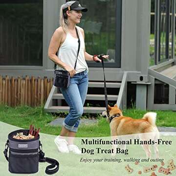 VIVAGLORY Dog Treat Bag, Hands Free Puppy Training Pouch with Adjustable Waistband, Reflective Shoul...