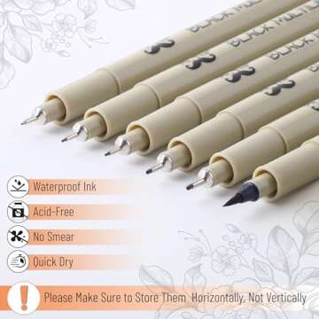 Mr. Pen- Drawing Pens for Artists, 6 Sizes, Black Multiliner, Artist pens, Micro Pens for Drawing, Ink Pens for Drawing, Sketch Pens, Micro Pen, Fineliner Pens, Bible Journaling Pens