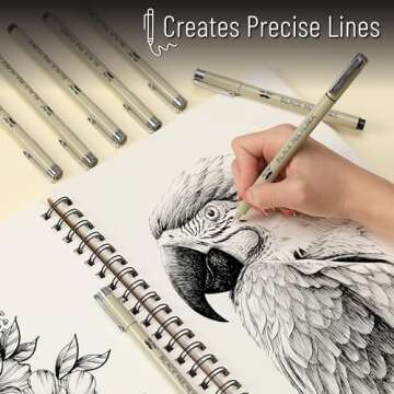 Mr. Pen- Drawing Pens for Artists, 6 Sizes, Black Multiliner, Artist pens, Micro Pens for Drawing, Ink Pens for Drawing, Sketch Pens, Micro Pen, Fineliner Pens, Bible Journaling Pens