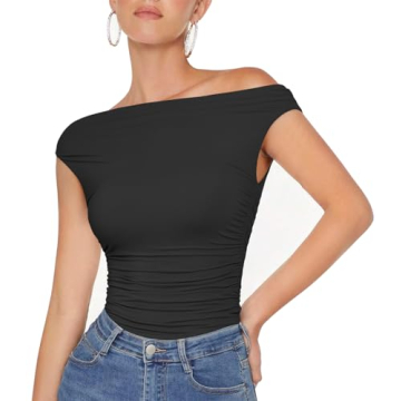 OMKAGI Women Off Shoulder Y2K Tops for Summer Fashion