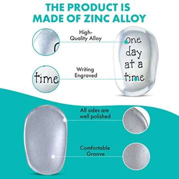 Quadow Thumb Stones ONE Day at A TIME Inspirational Gift Soothing Worry Stone Friend Family Affirmation AA