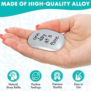 Quadow Thumb Stones ONE Day at A TIME Inspirational Gift Soothing Worry Stone Friend Family Affirmation AA