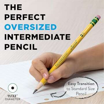 Ticonderoga Laddie Wood-Cased Pencils, 2 HB Soft, With Erasers, Yellow, 12 Count