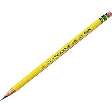 Ticonderoga Laddie Wood-Cased Pencils, 2 HB Soft, With Erasers, Yellow, 12 Count