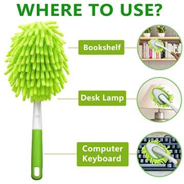 13 Inch Microfiber Feather Duster with 4 Washable Heads